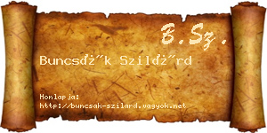 Buncsák Szilárd névjegykártya
